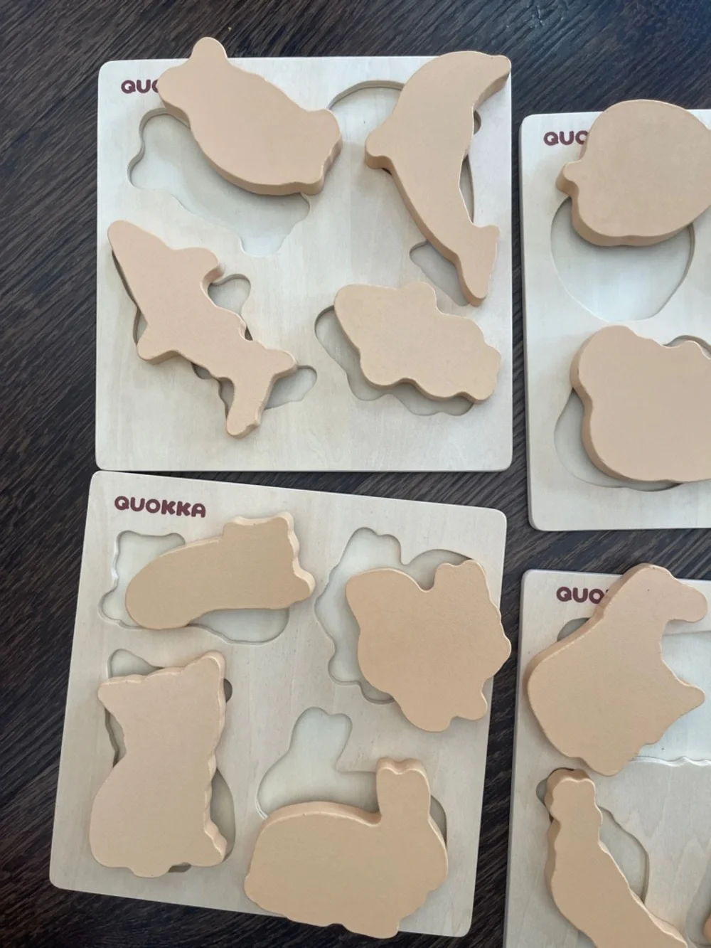 Quokka 6 Wooden Kids Puzzle Set - Colorful Animals, Fruits & Shapes